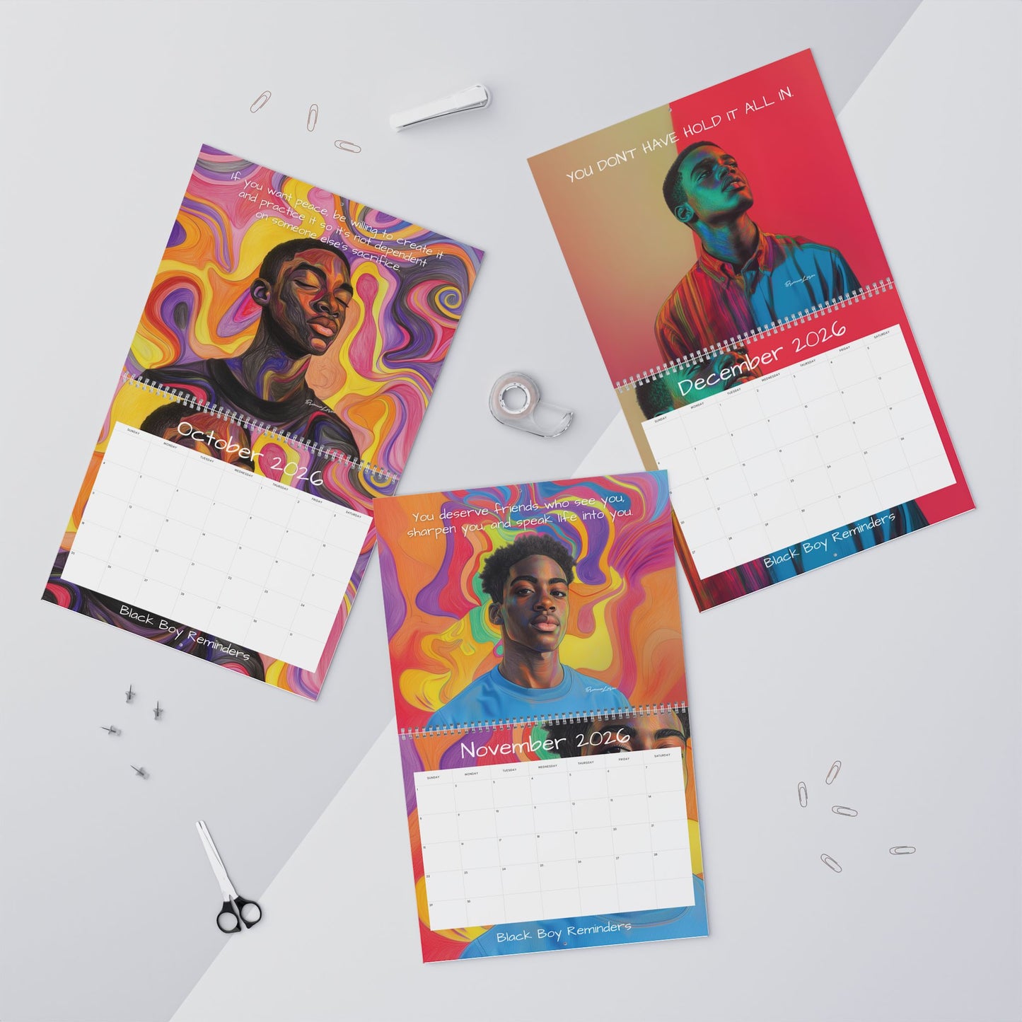 Black Boy Reminders 2026 Calendar