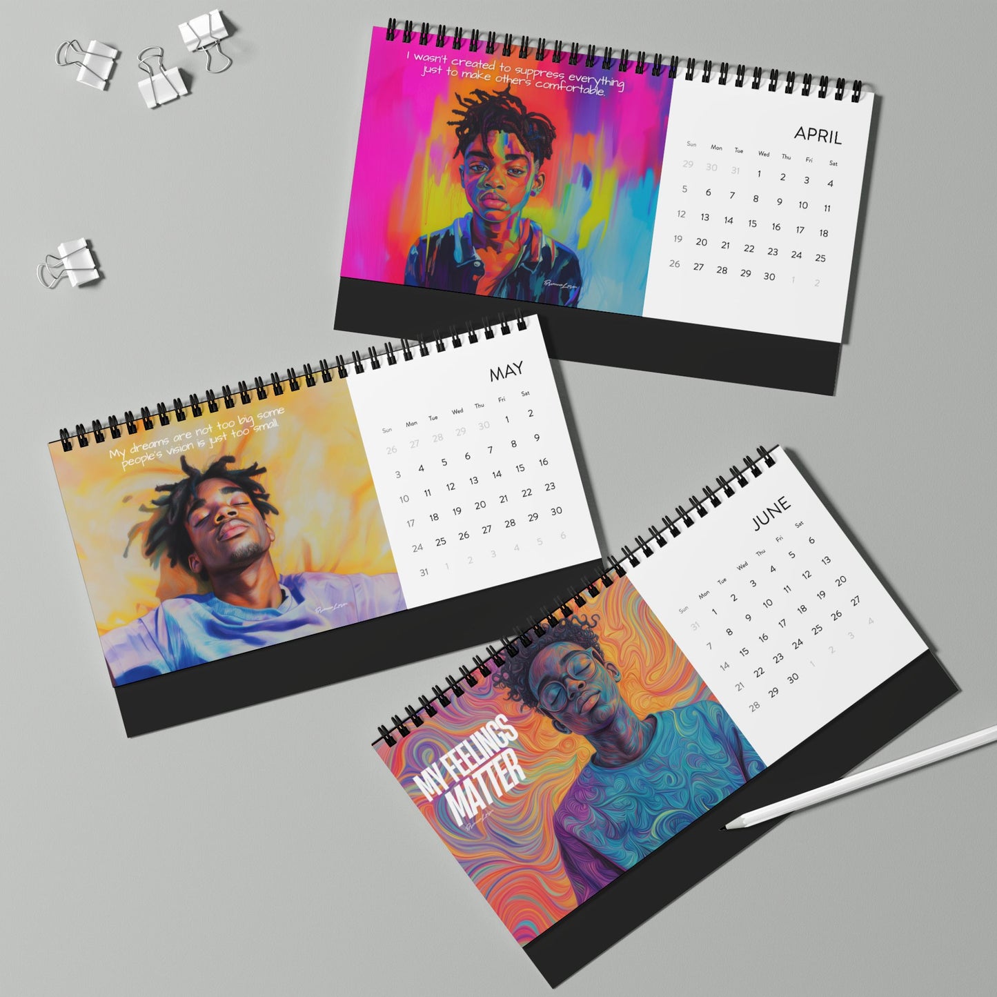 Black Boy Reminders 2026 Desk Calendar