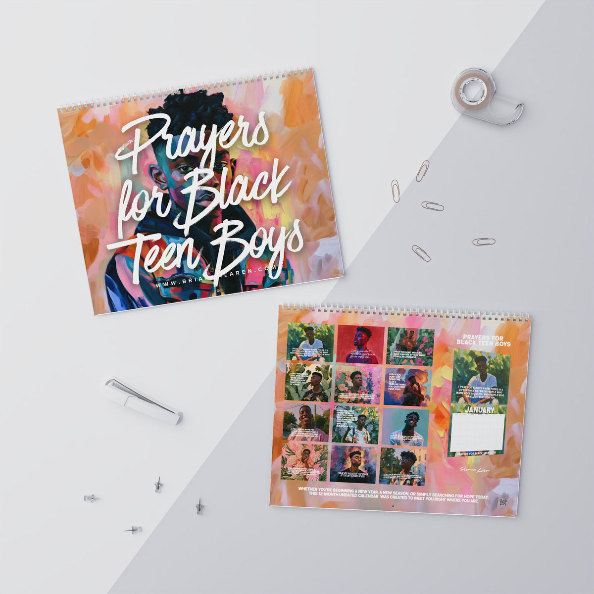 Prayers for Black Teen Boys Undated Calendar