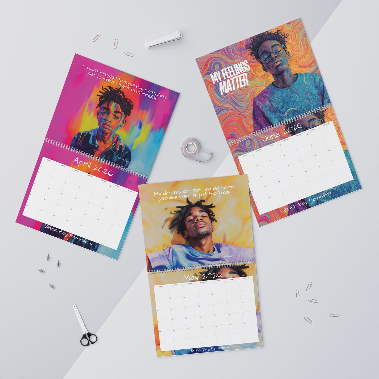 Black Boy Reminders 2026 Calendar
