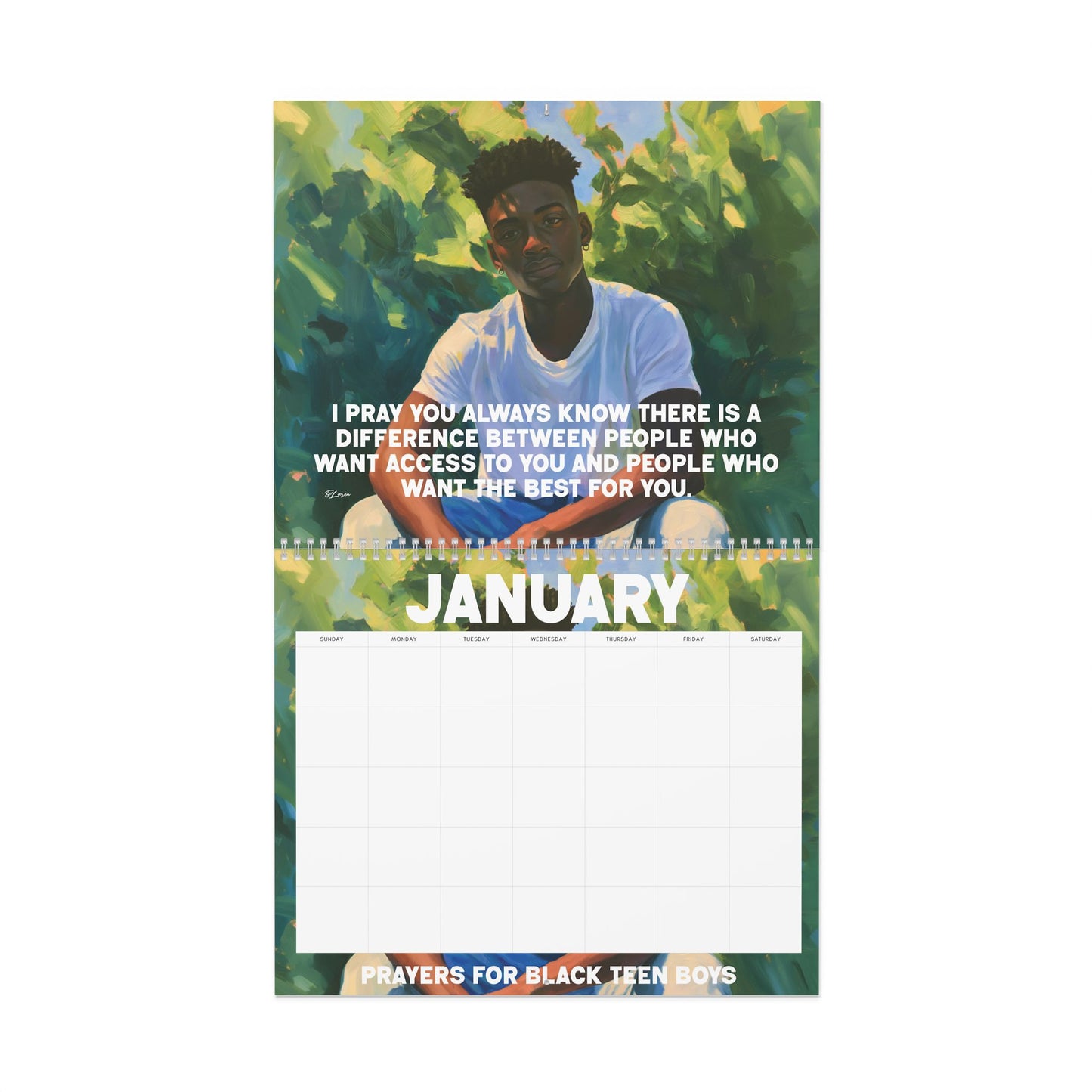 Prayers for Black Teen  Boys Wall Calendar