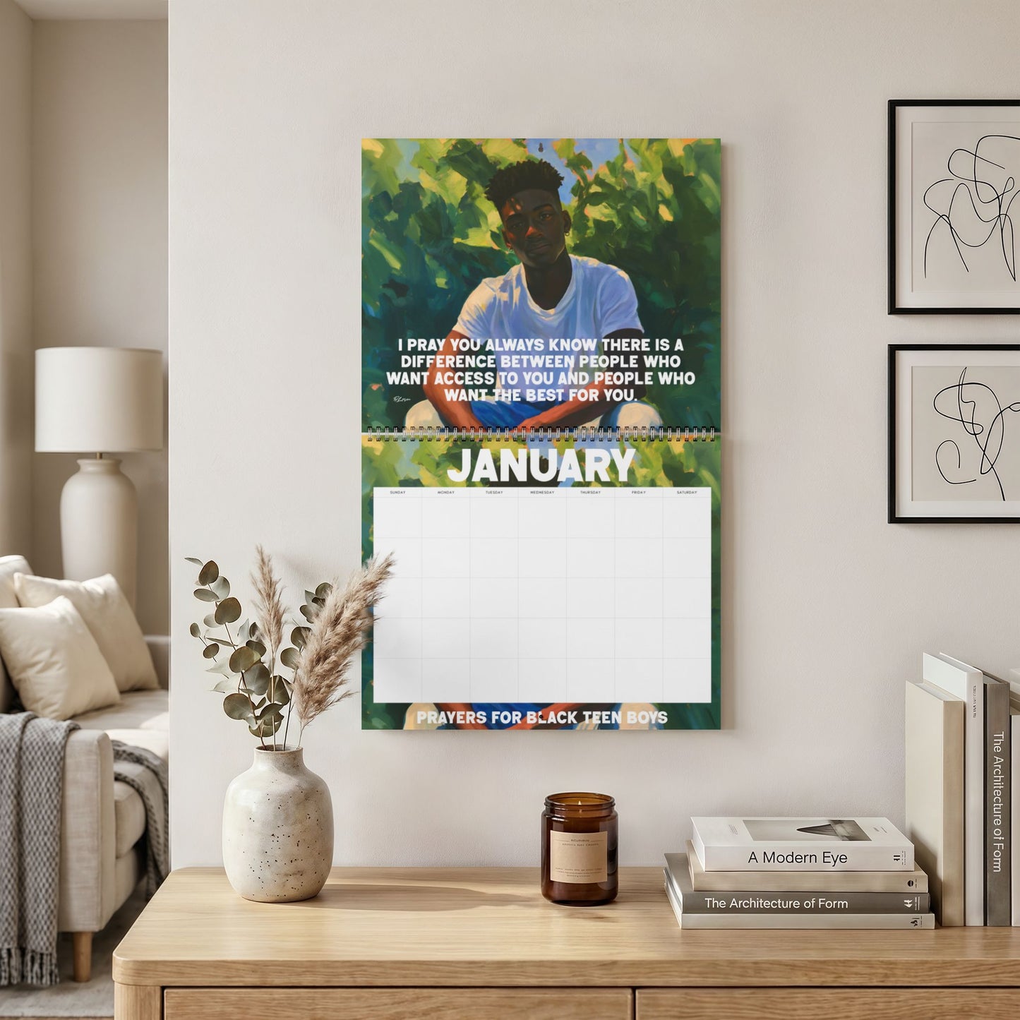 Prayers for Black Teen  Boys Wall Calendar