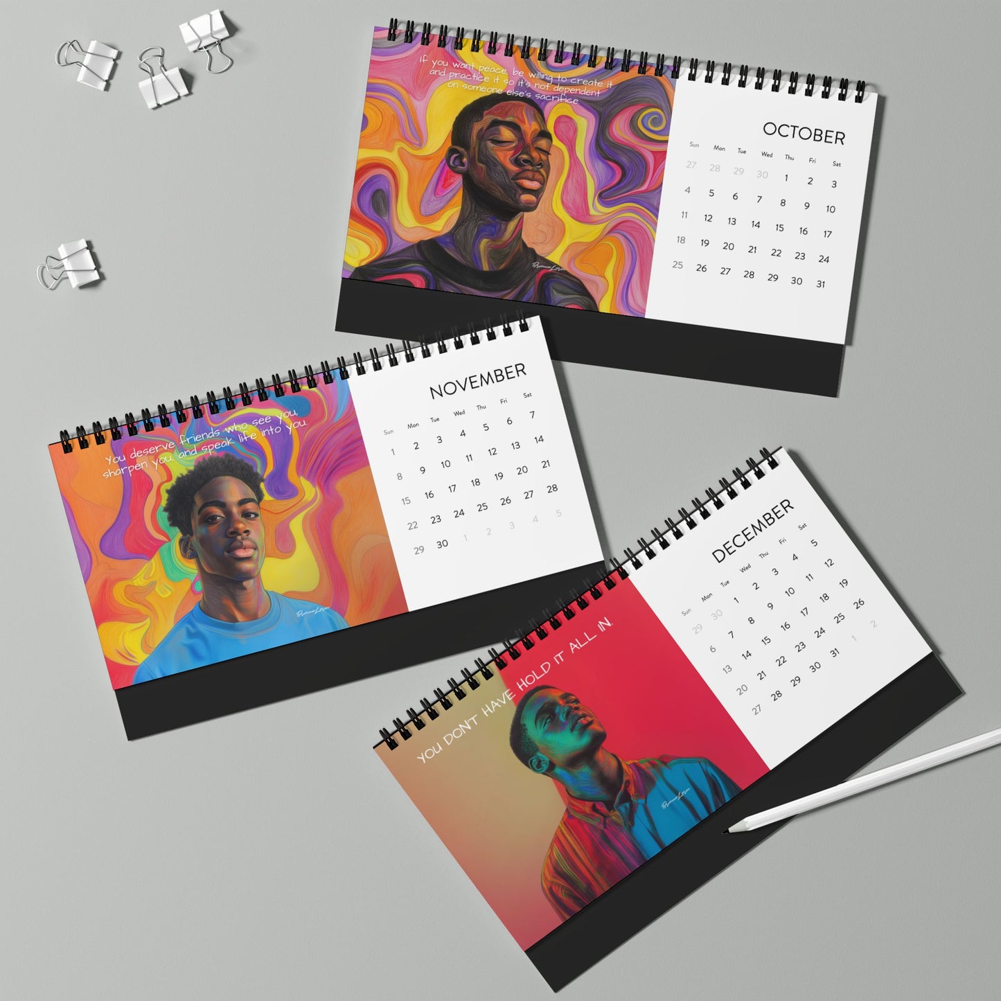Black Boy Reminders 2026 Desk Calendar