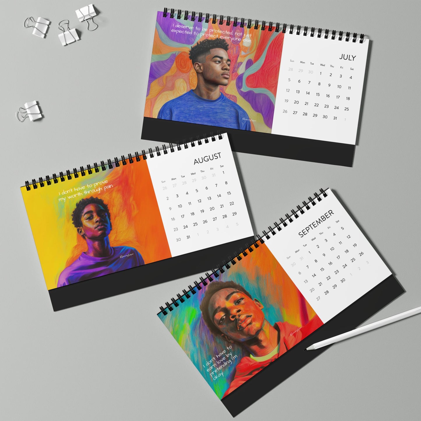 Black Boy Reminders 2026 Desk Calendar
