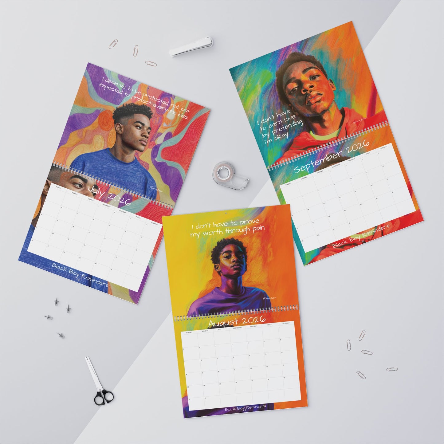 Black Boy Reminders 2026 Calendar