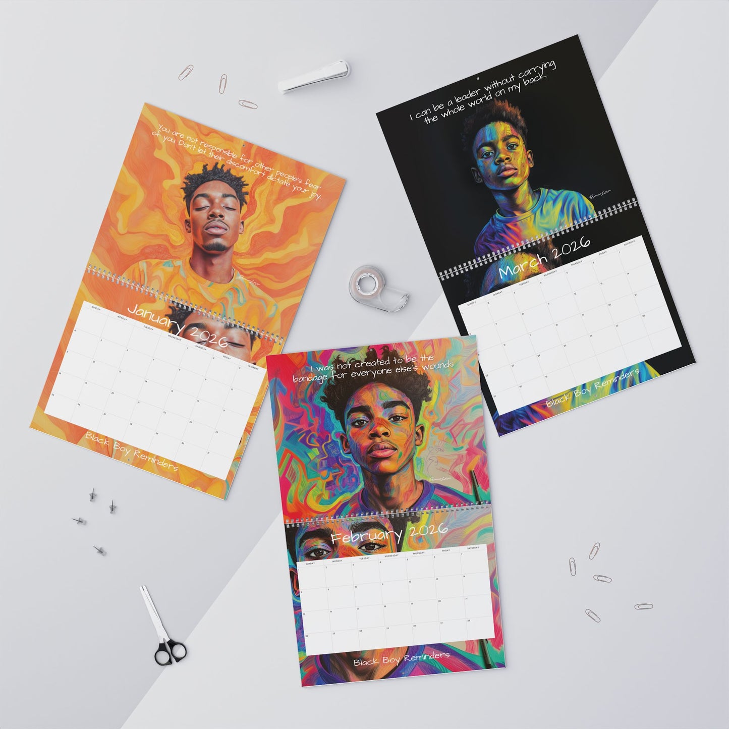 Black Boy Reminders 2026 Calendar